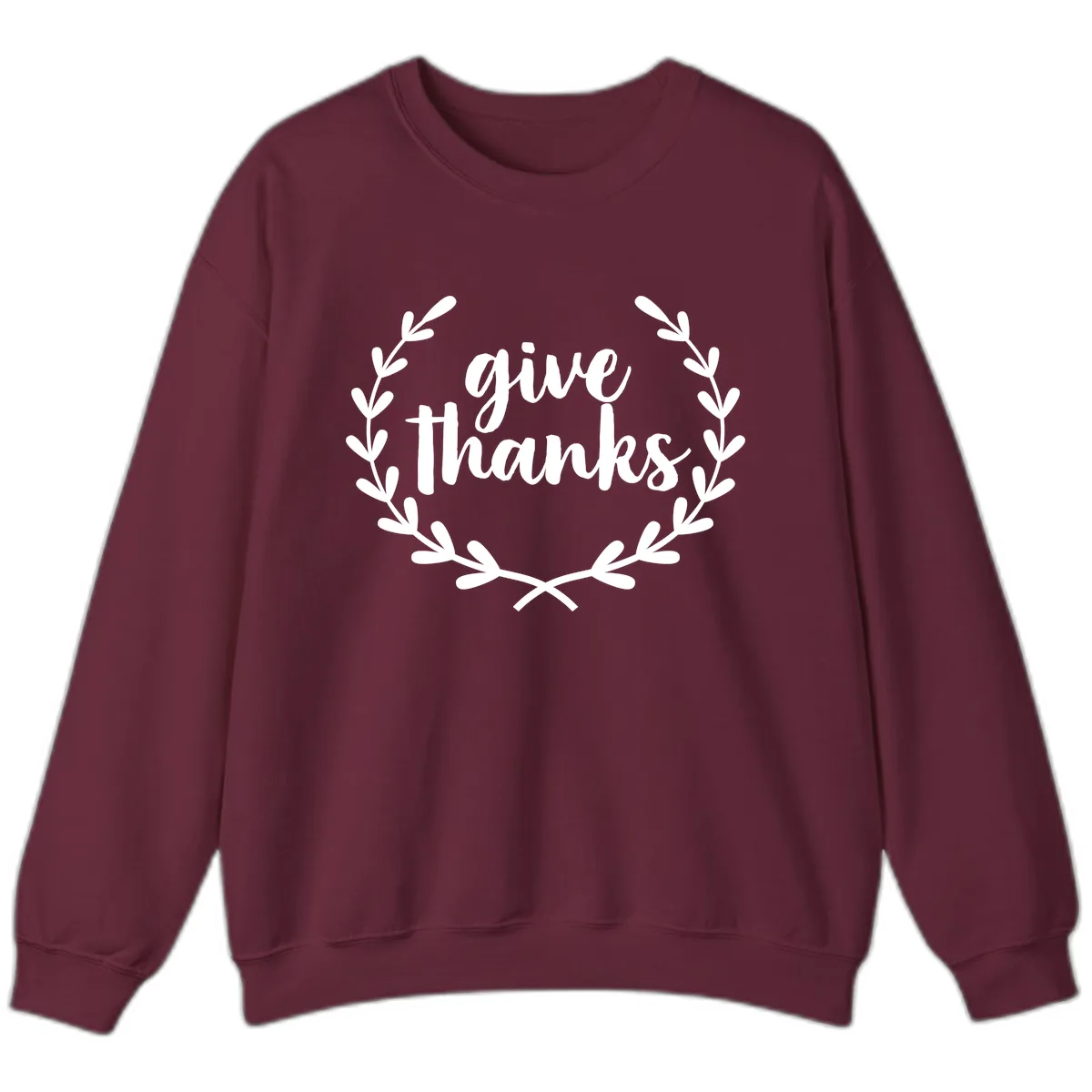 Give Thanks Laurel Wreath Sweatshirt in Maroon