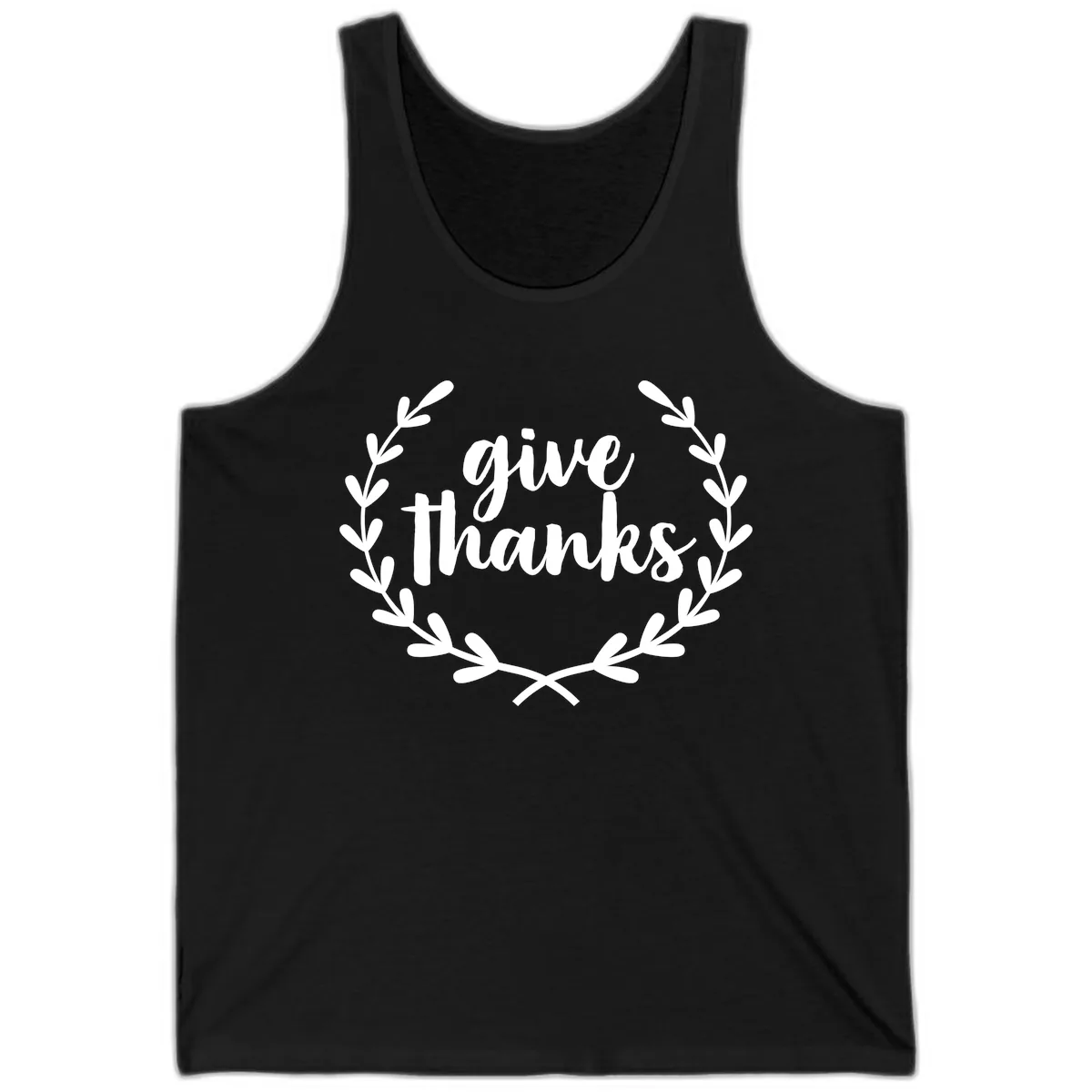 Give Thanks Laurel Wreath Tank in Black