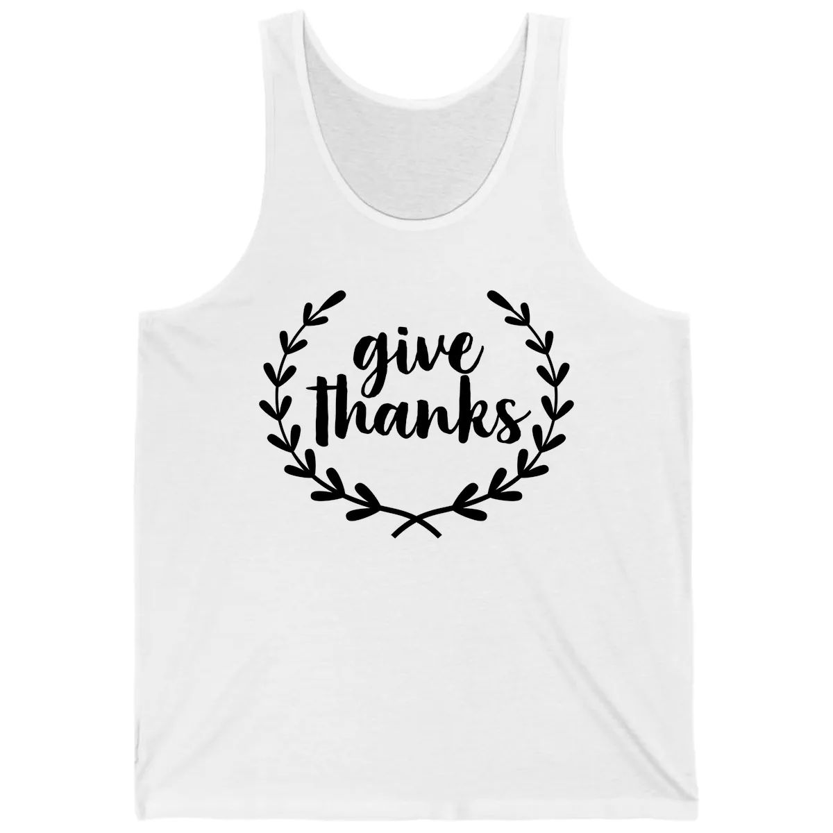 Give Thanks Laurel Wreath Tank in White