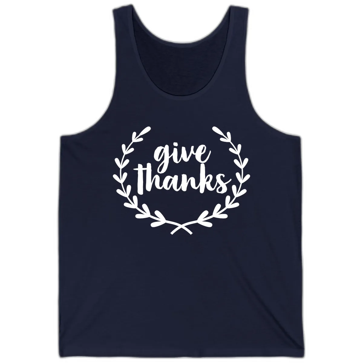 Give Thanks Laurel Wreath Tank in Navy