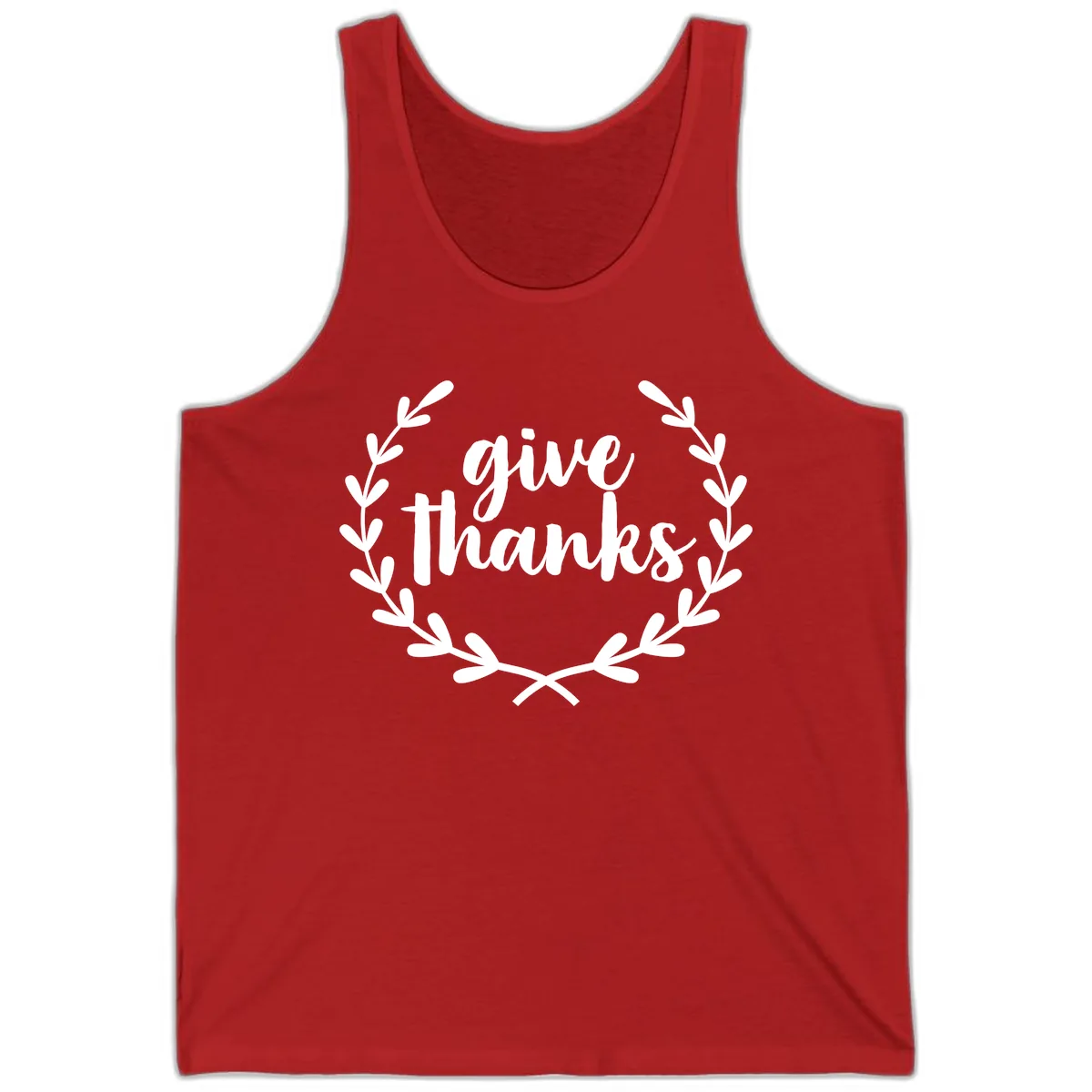 Give Thanks Laurel Wreath Tank in Red