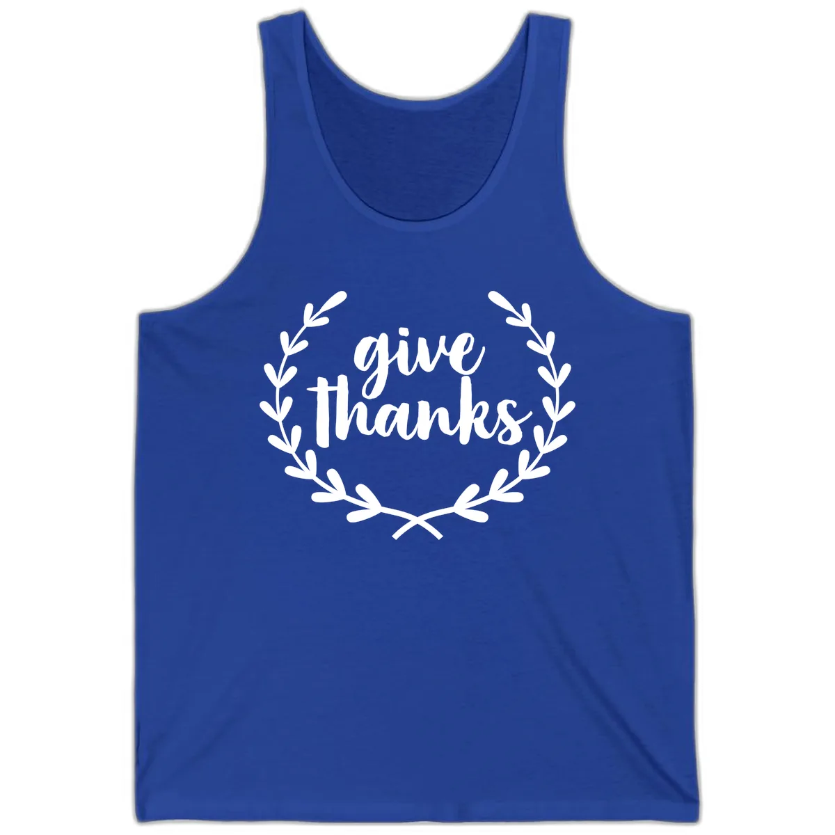 Give Thanks Laurel Wreath Tank in True Royal