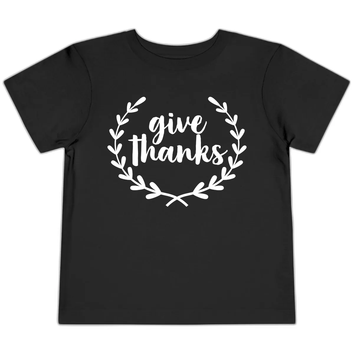 Give Thanks Laurel Wreath Toddler T-Shirt in Black