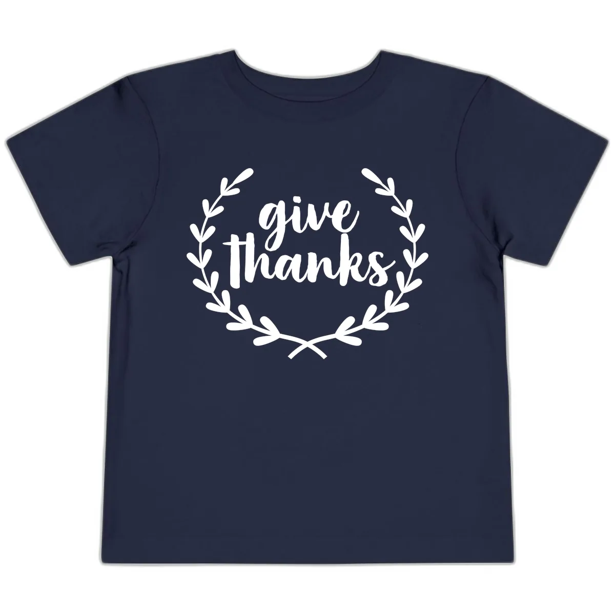 Give Thanks Laurel Wreath Toddler T-Shirt in Navy