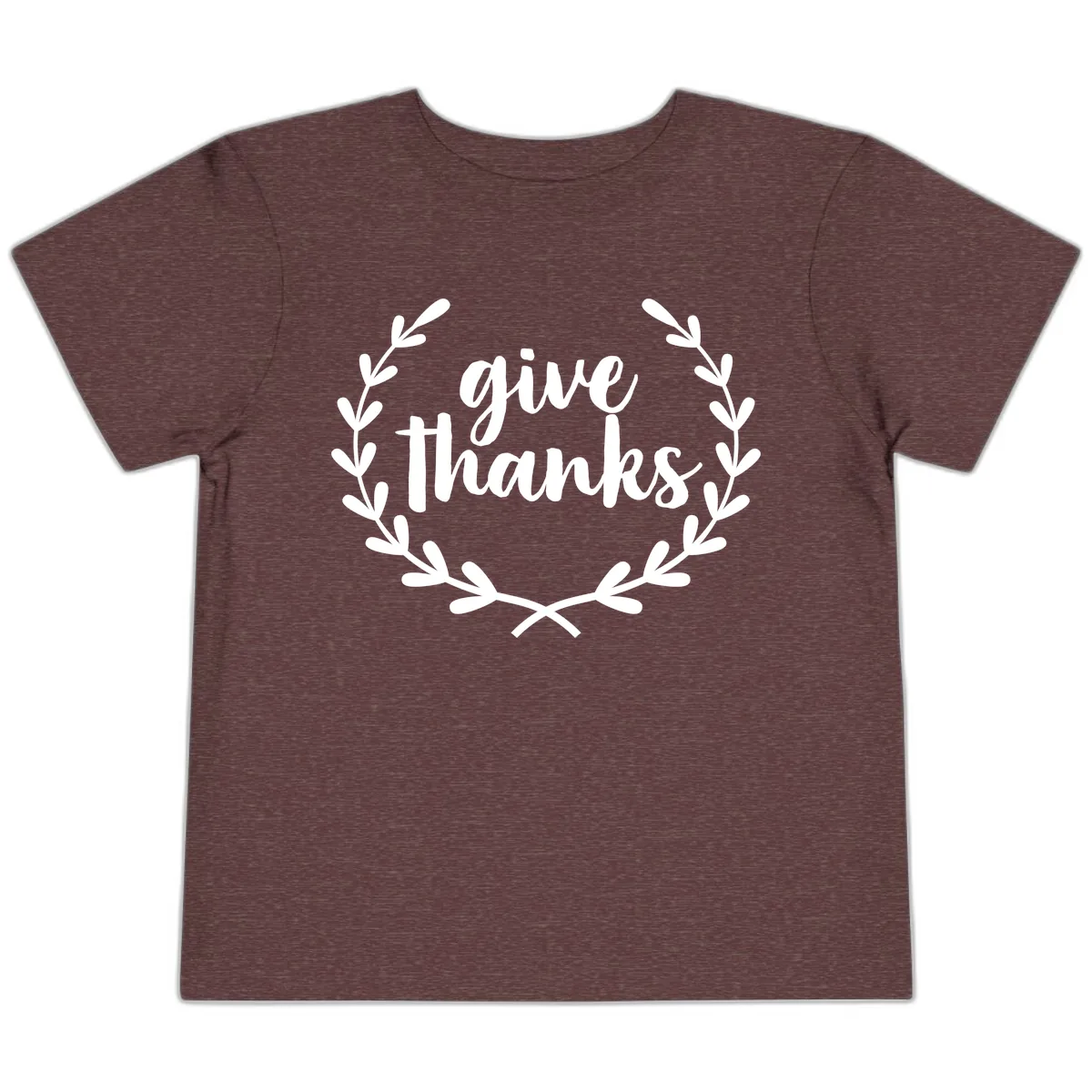 Give Thanks Laurel Wreath Toddler T-Shirt in Heather Maroon