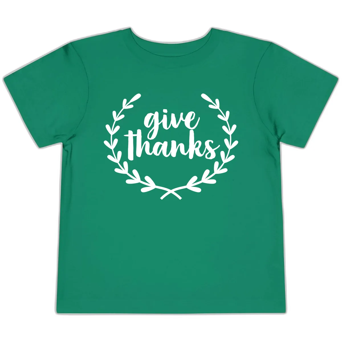 Give Thanks Laurel Wreath Toddler T-Shirt in Kelly
