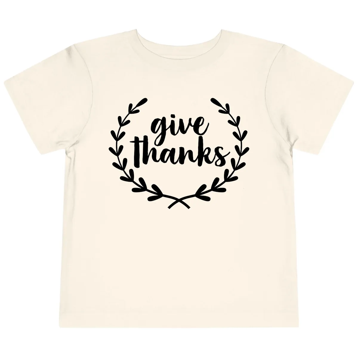 Give Thanks Laurel Wreath Toddler T-Shirt in Natural