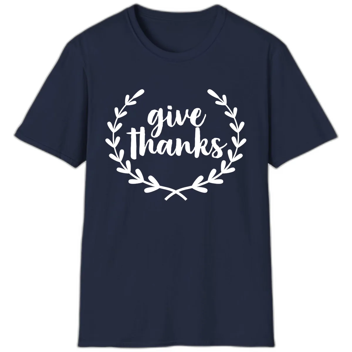 Give Thanks Laurel Wreath T-Shirt in Navy