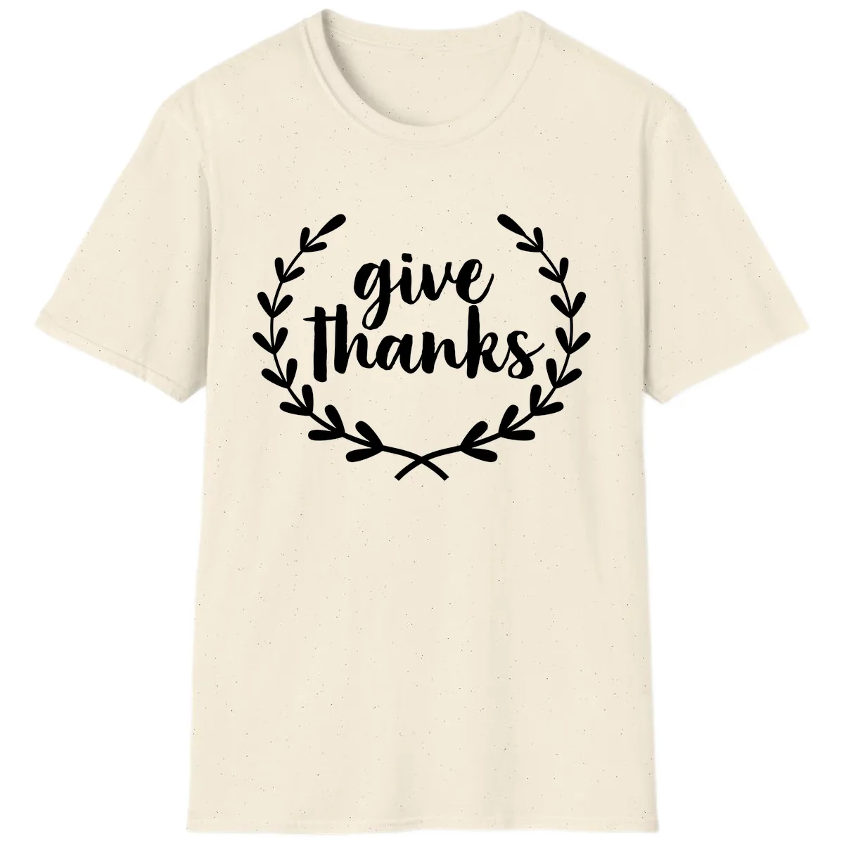 Give Thanks Laurel Wreath T-Shirt in Natural