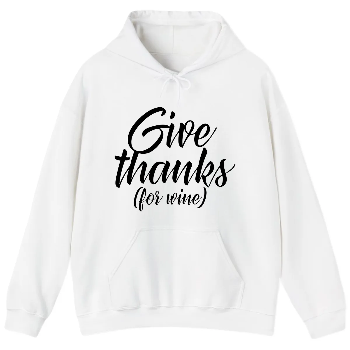 Give Thanks For Wine Typography Hoodie in White