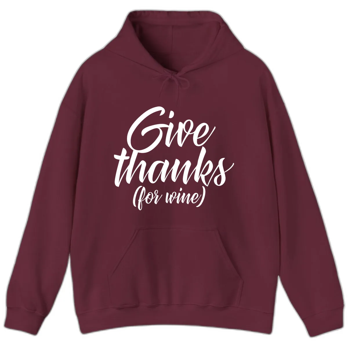 Give Thanks For Wine Typography Hoodie in Maroon