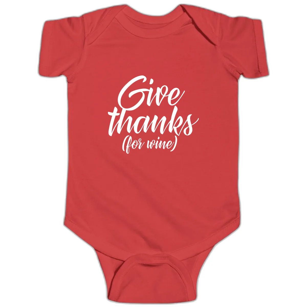 Give Thanks For Wine Typography Baby Onesie in Red