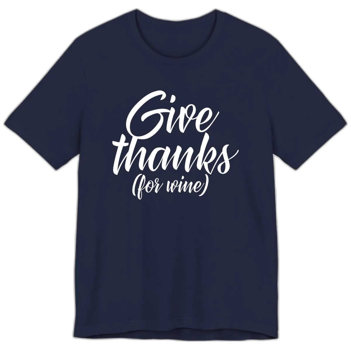 Give Thanks For Wine Typography Premium T-Shirt in Navy