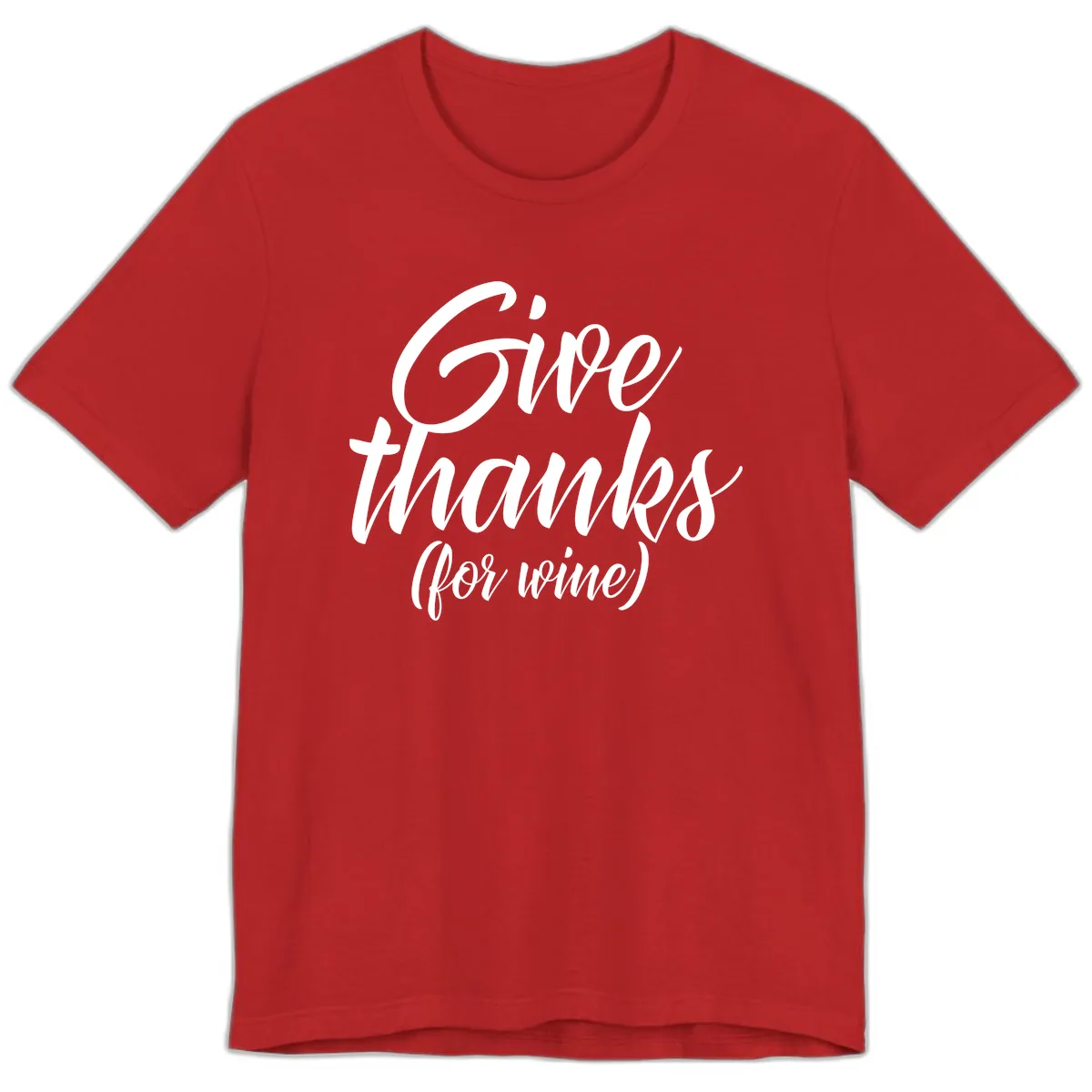 Give Thanks For Wine Typography Premium T-Shirt in Red