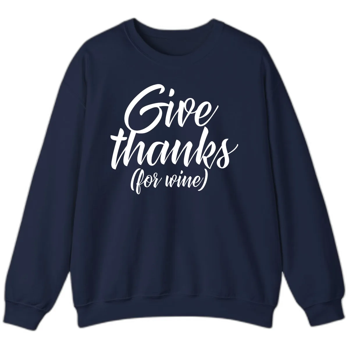 Give Thanks For Wine Typography Sweatshirt in Navy