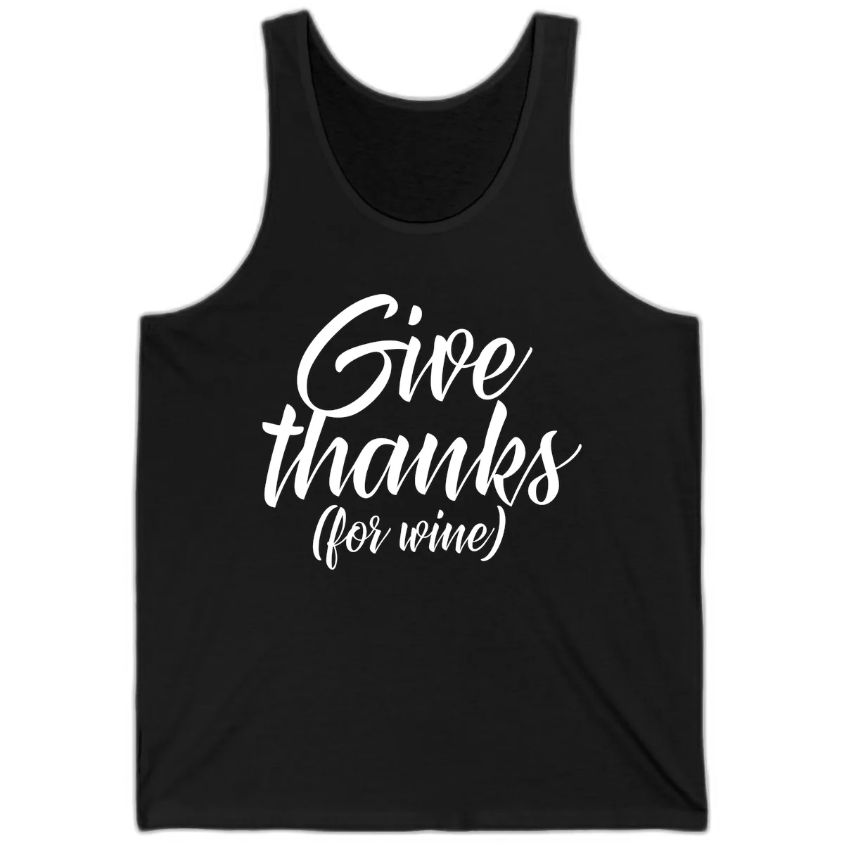 Give Thanks For Wine Typography Tank in Black