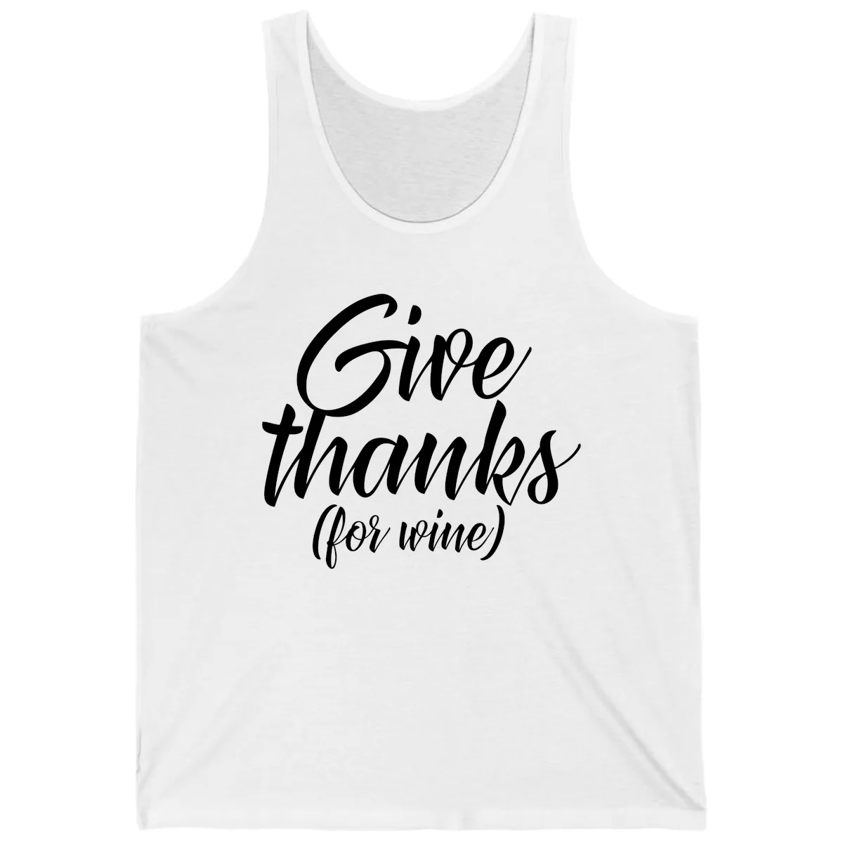 Give Thanks For Wine Typography Tank in White