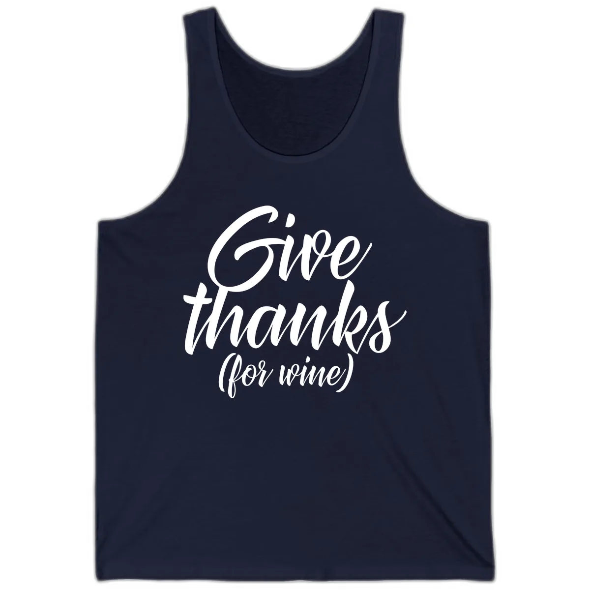 Give Thanks For Wine Typography Tank in Navy