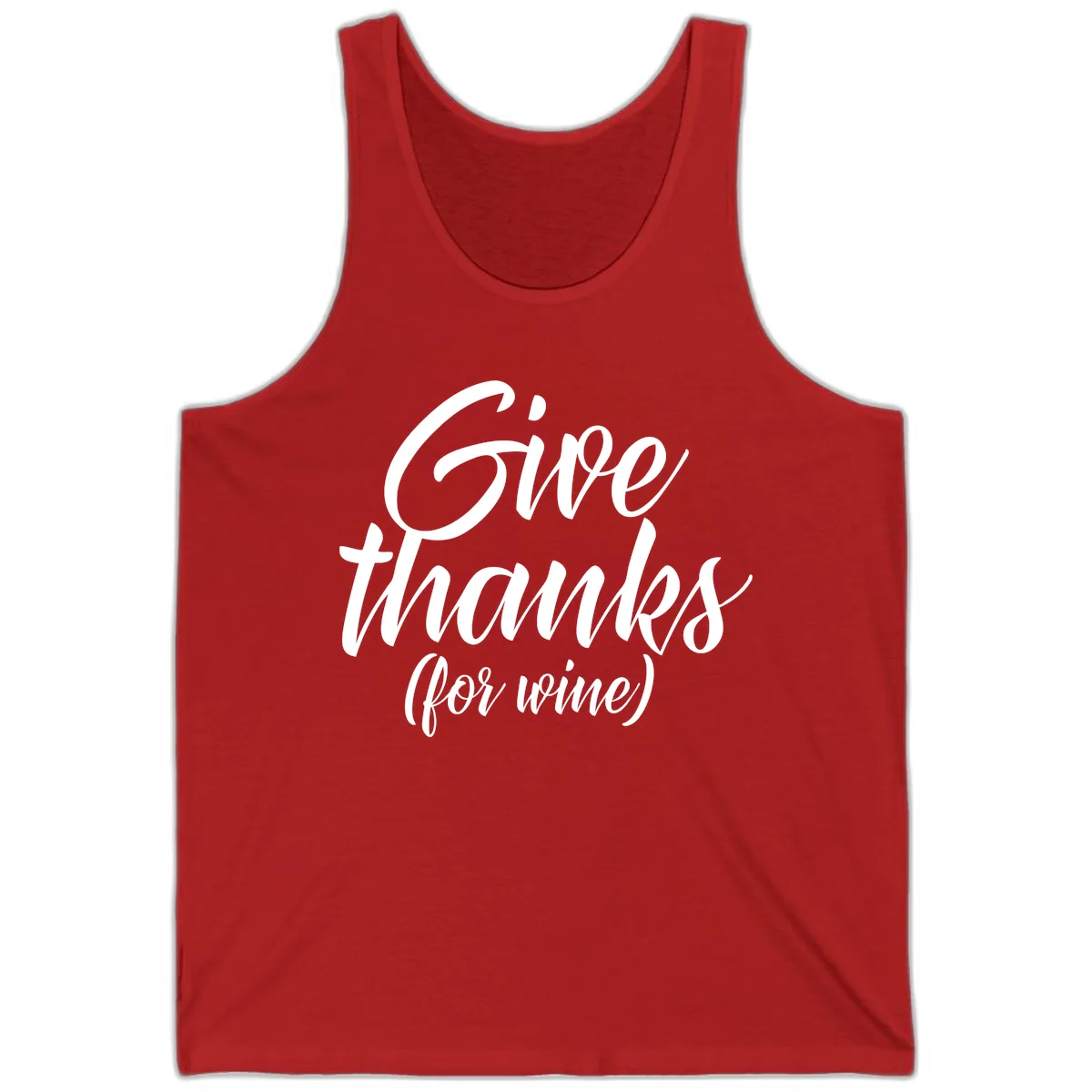 Give Thanks For Wine Typography Tank in Red
