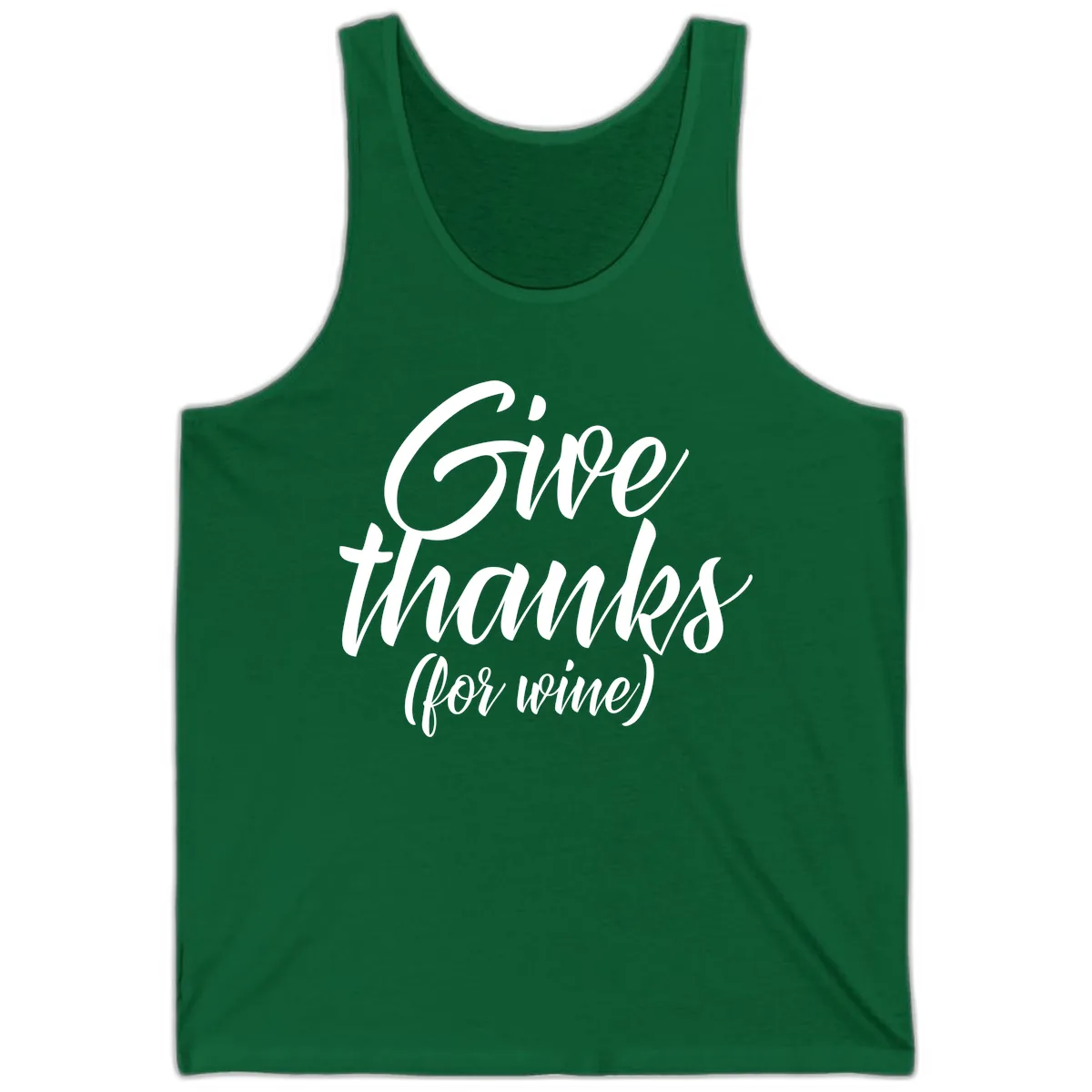 Give Thanks For Wine Typography Tank in Kelly