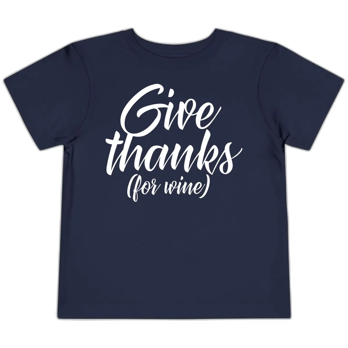 Give Thanks For Wine Typography Toddler T-Shirt in Navy