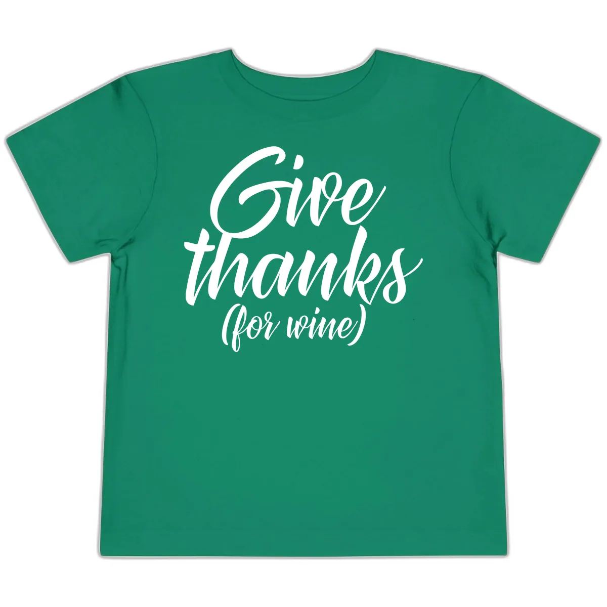 Give Thanks For Wine Typography Toddler T-Shirt in Kelly