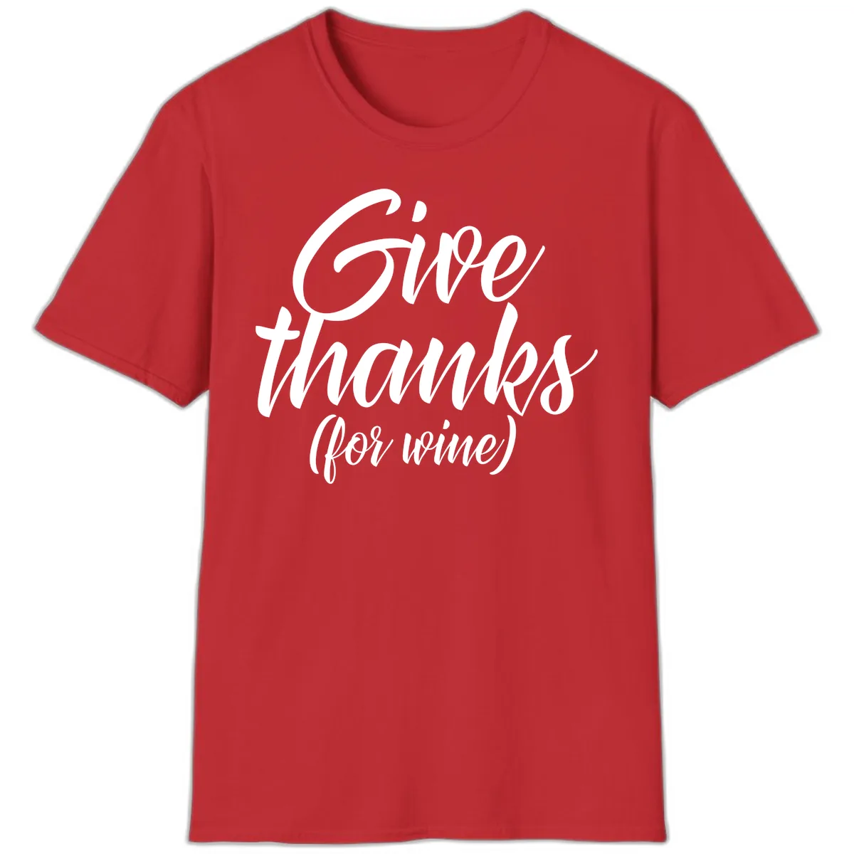 Give Thanks For Wine Typography T-Shirt in Red