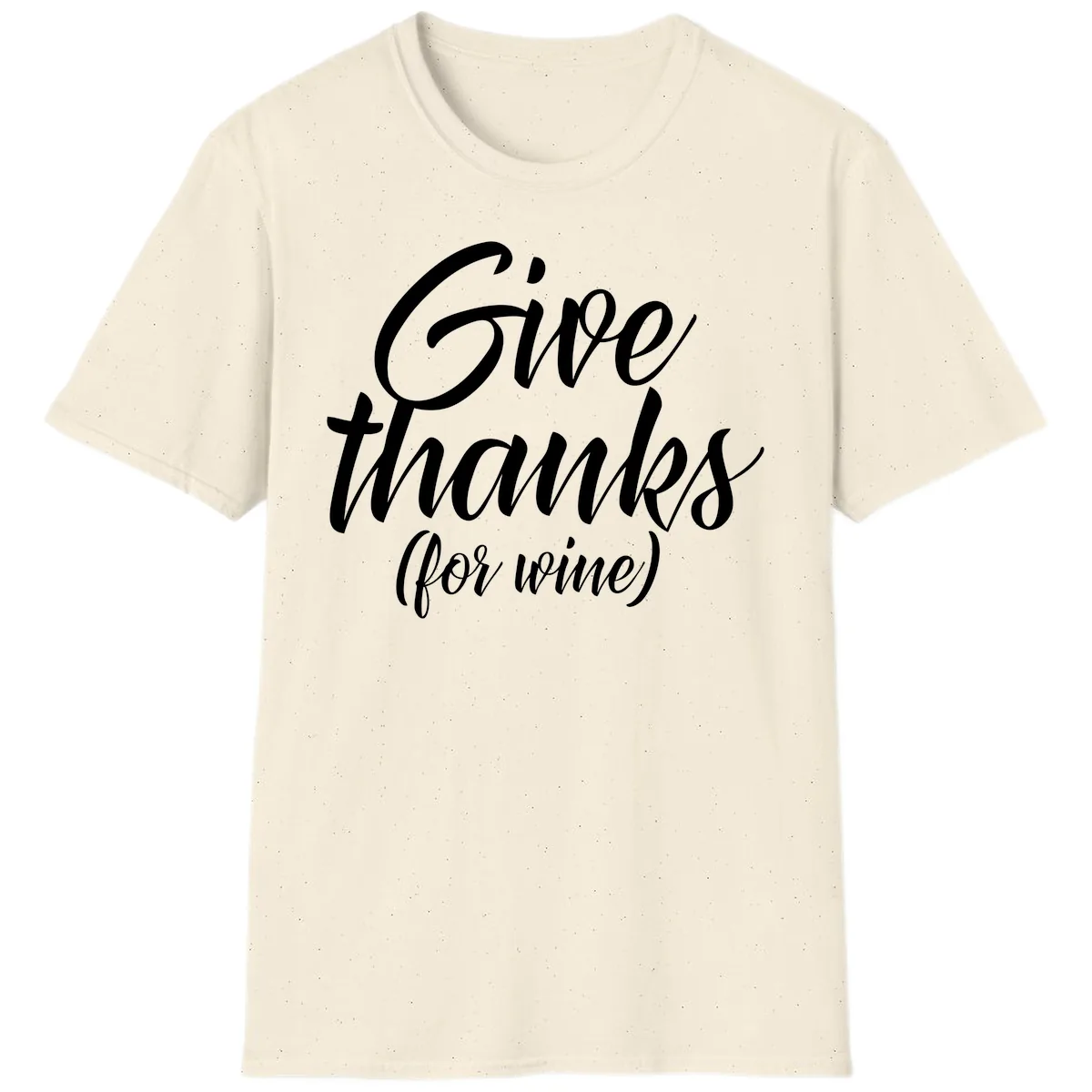 Give Thanks For Wine Typography T-Shirt in Natural