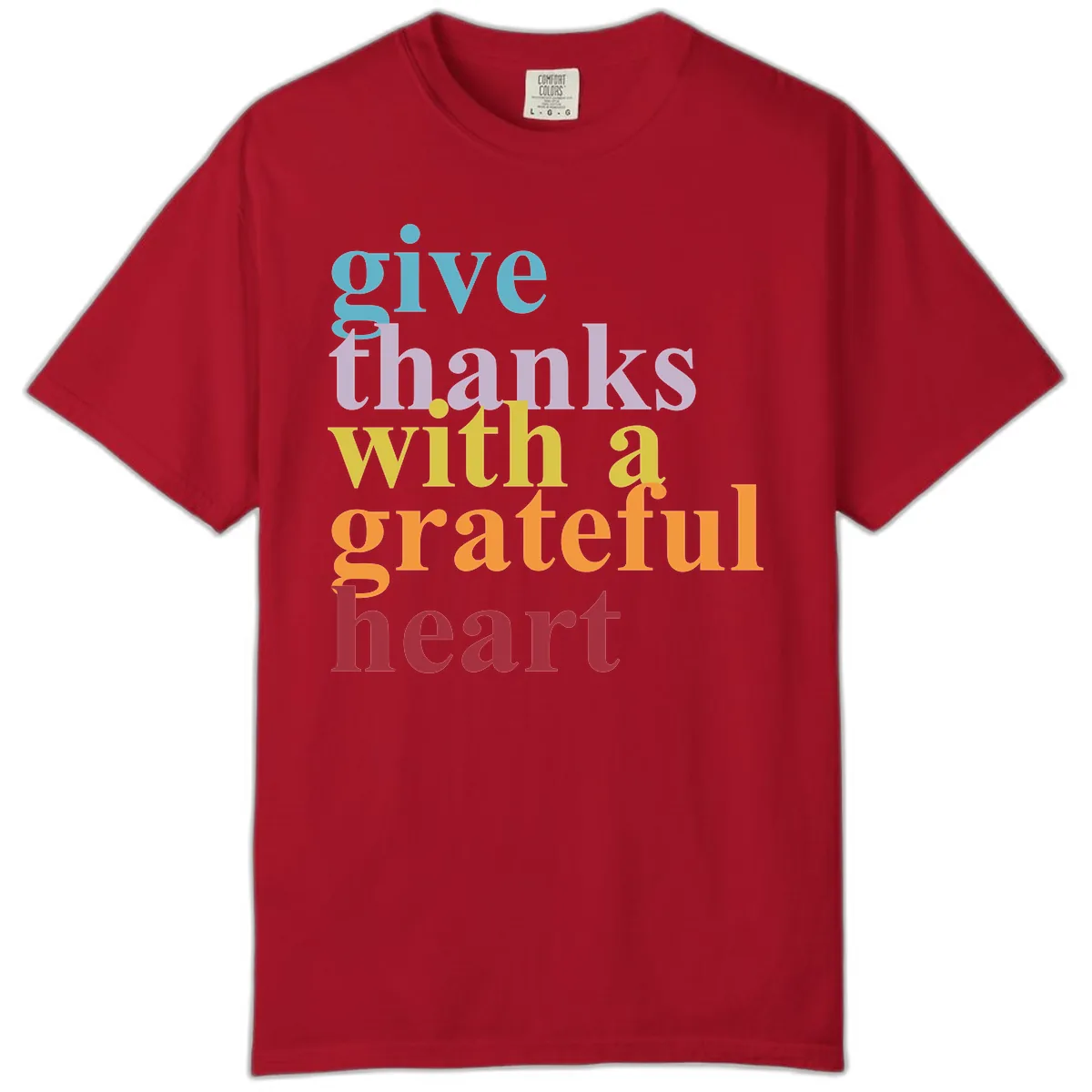 Give Thanks With A Grateful Heart Typography Comfort Color in Red