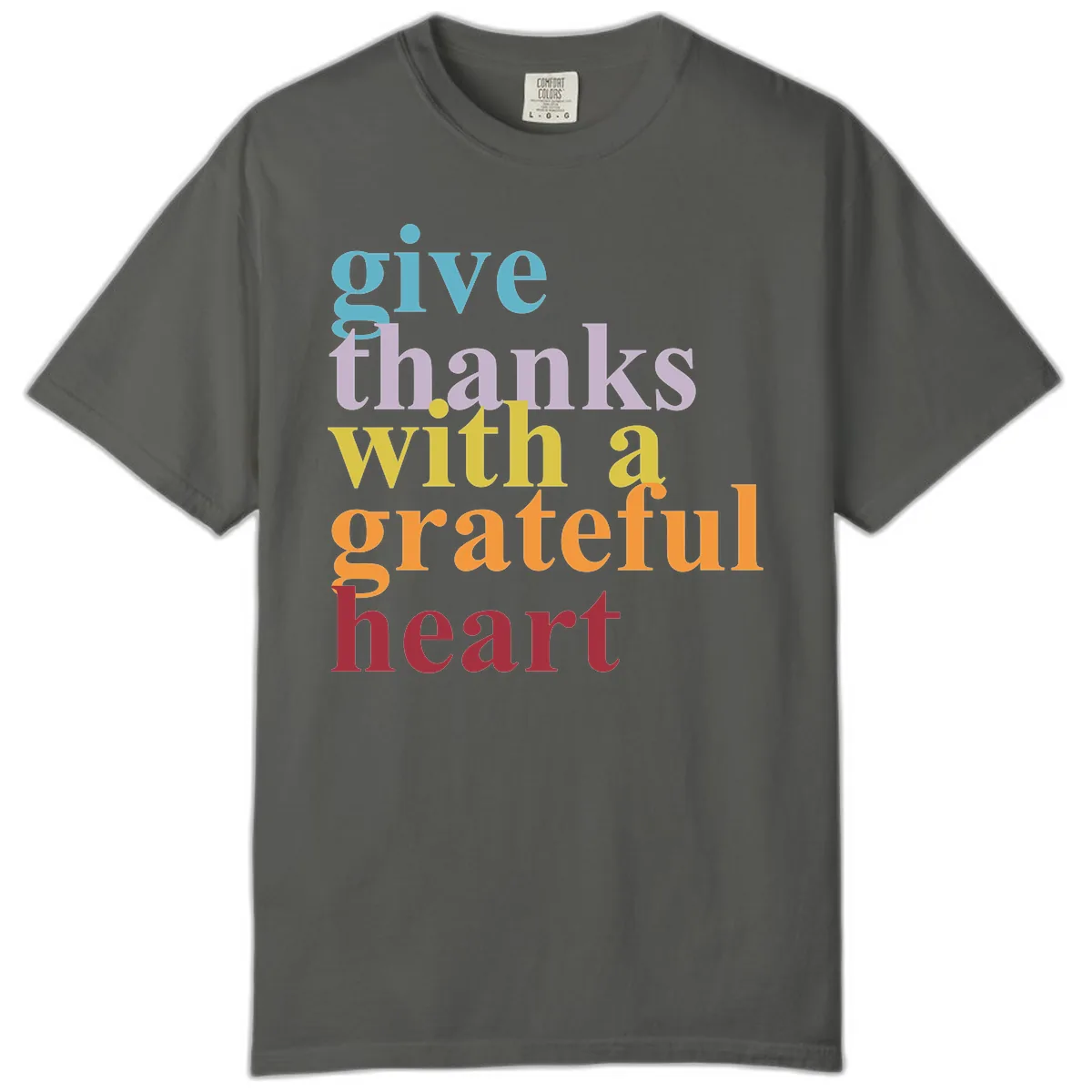 Give Thanks With A Grateful Heart Typography Comfort Color in Pepper