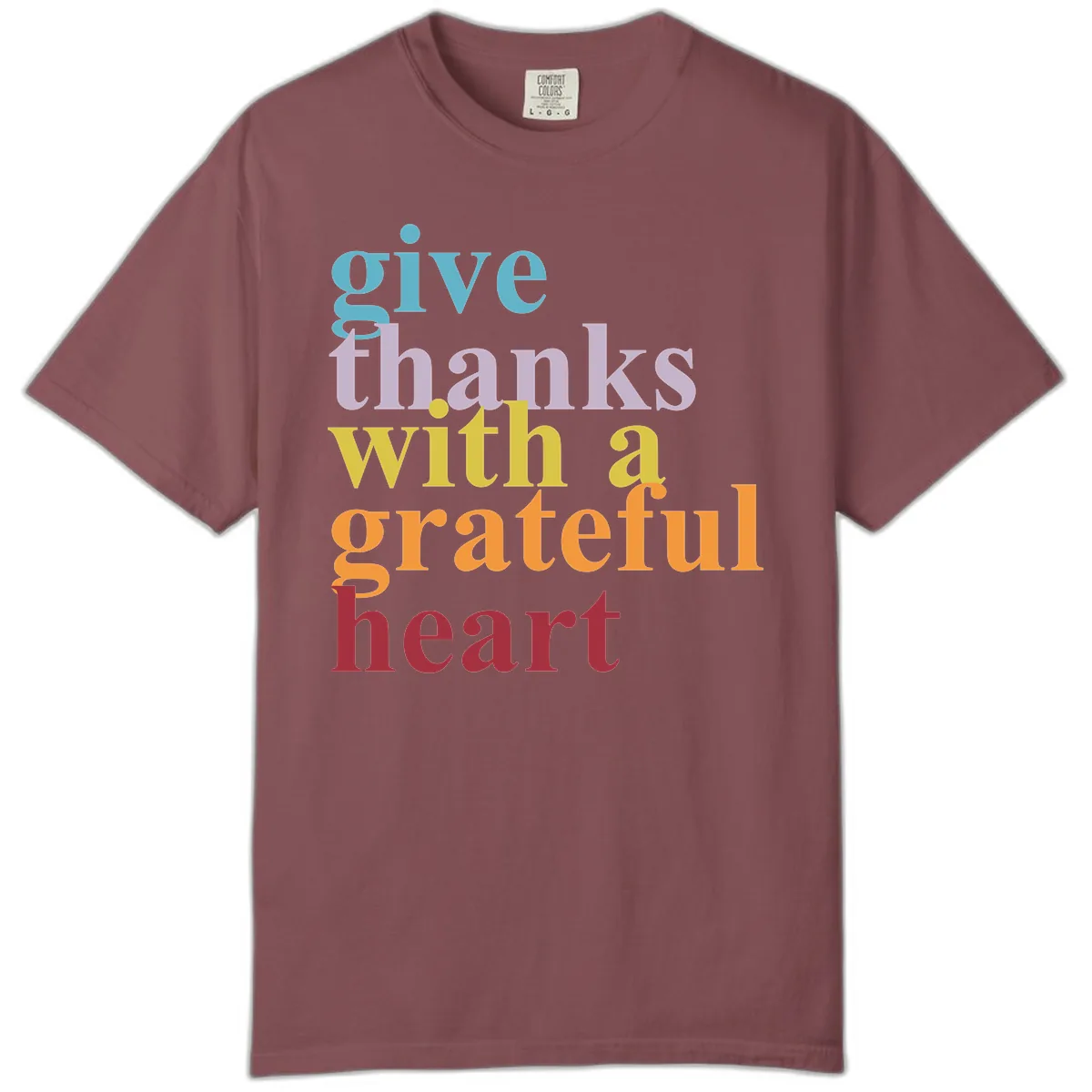 Give Thanks With A Grateful Heart Typography Comfort Color in Brick