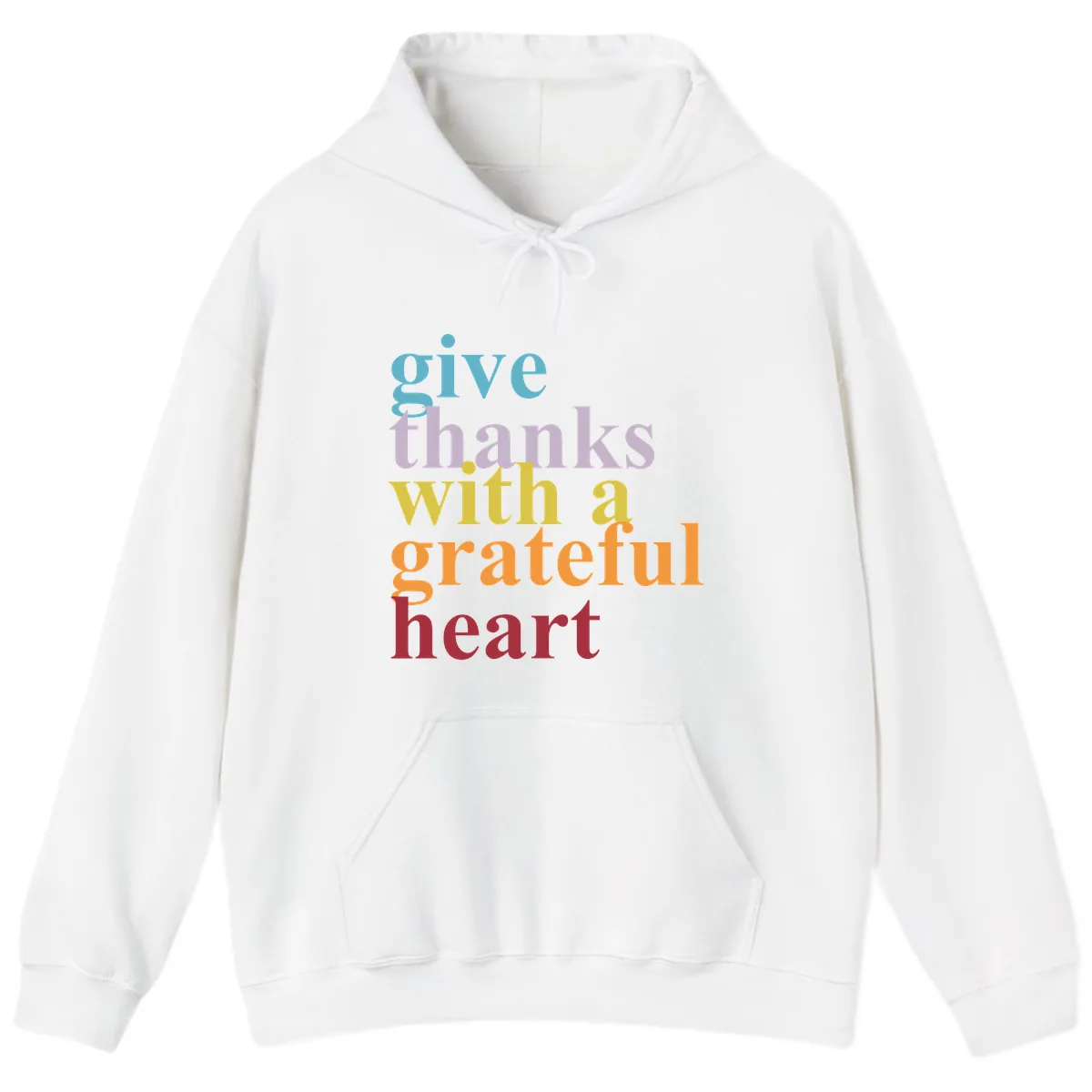 Give Thanks With A Grateful Heart Typography Hoodie in White