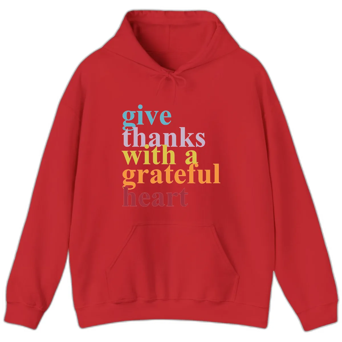 Give Thanks With A Grateful Heart Typography Hoodie in Red