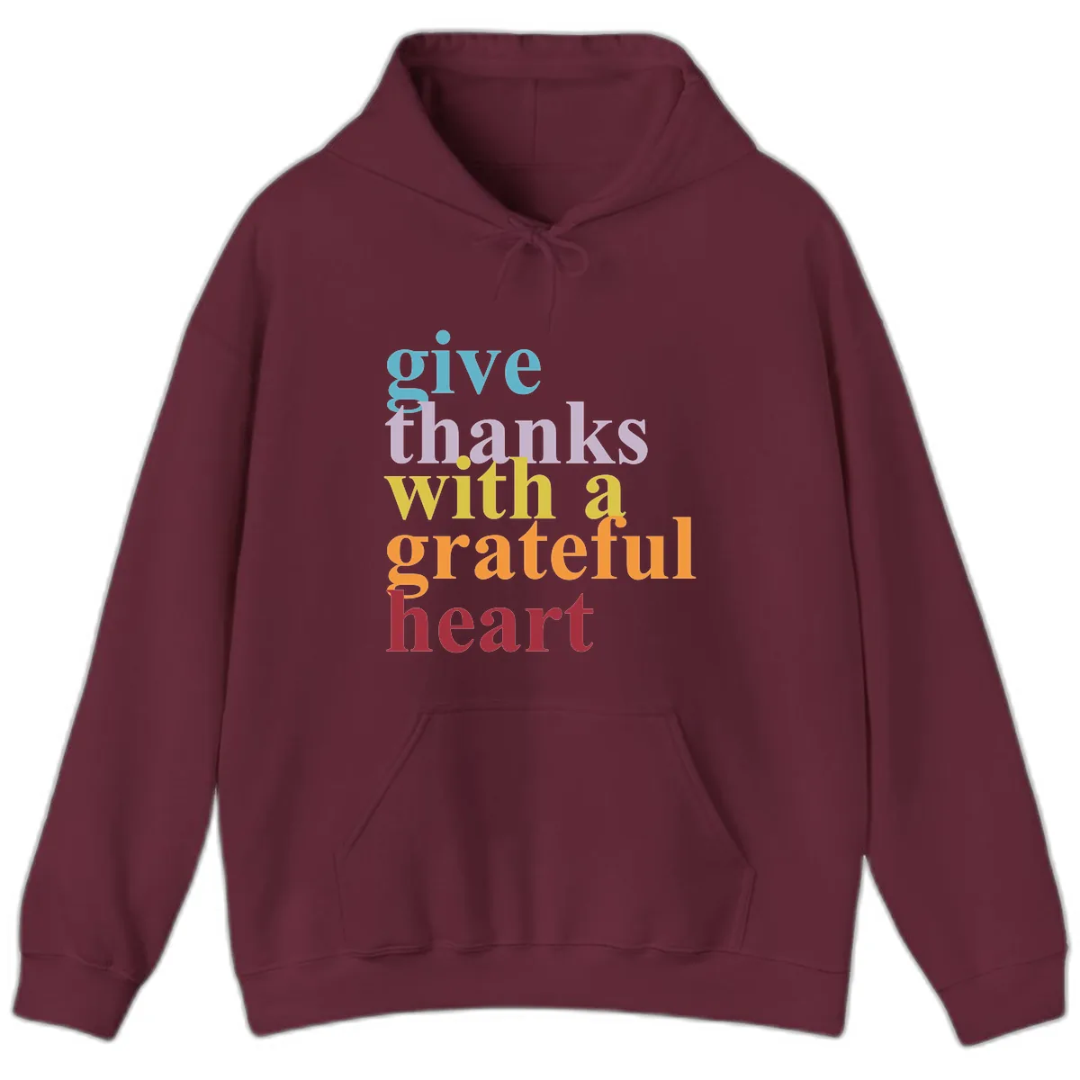 Give Thanks With A Grateful Heart Typography Hoodie in Maroon