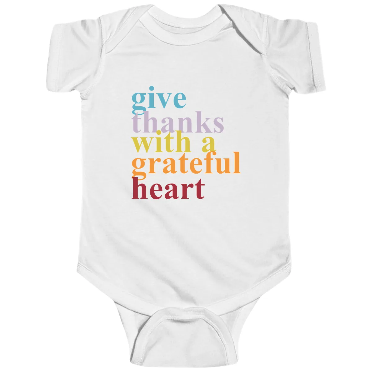 Give Thanks With A Grateful Heart Typography Baby Onesie in White
