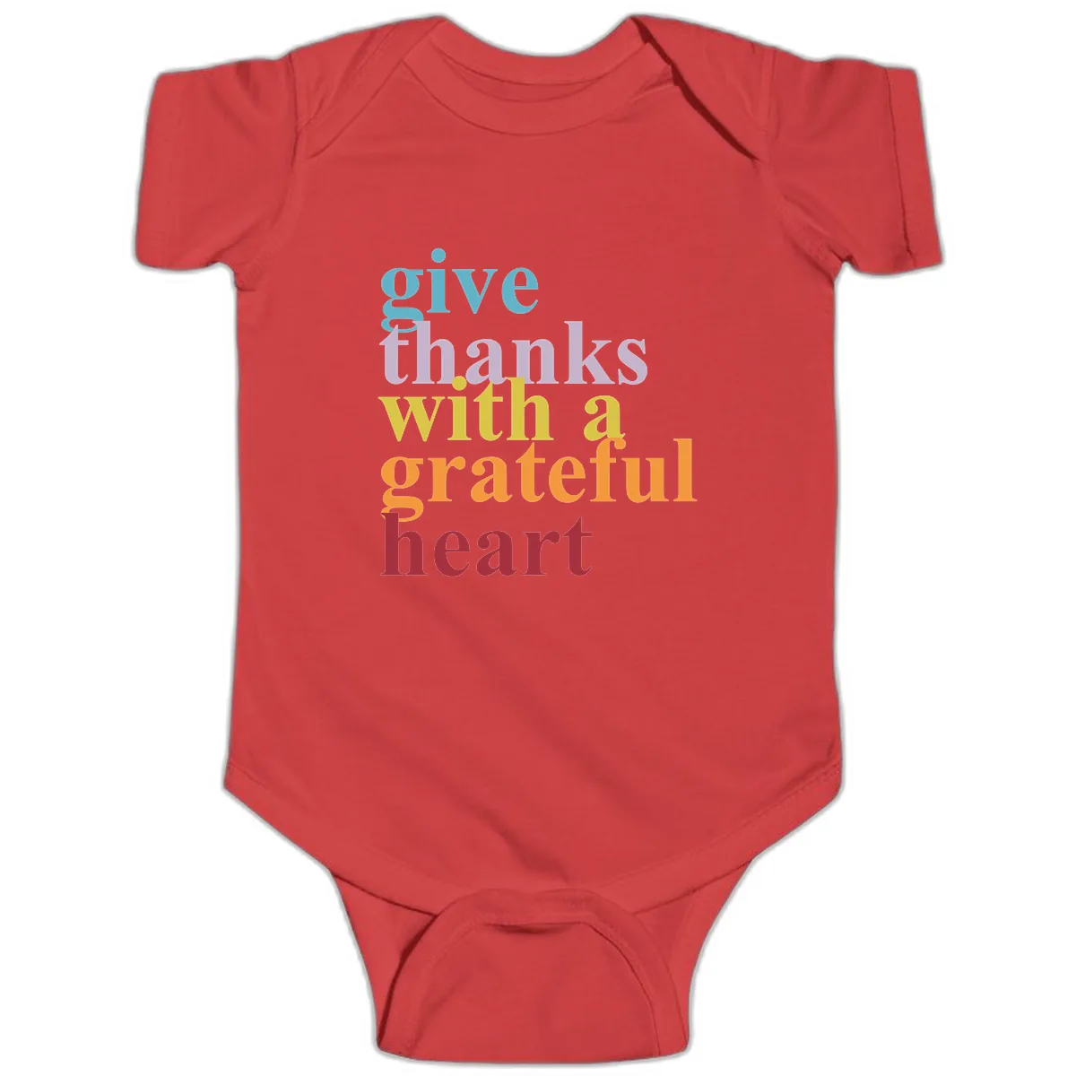 Give Thanks With A Grateful Heart Typography Baby Onesie in Red