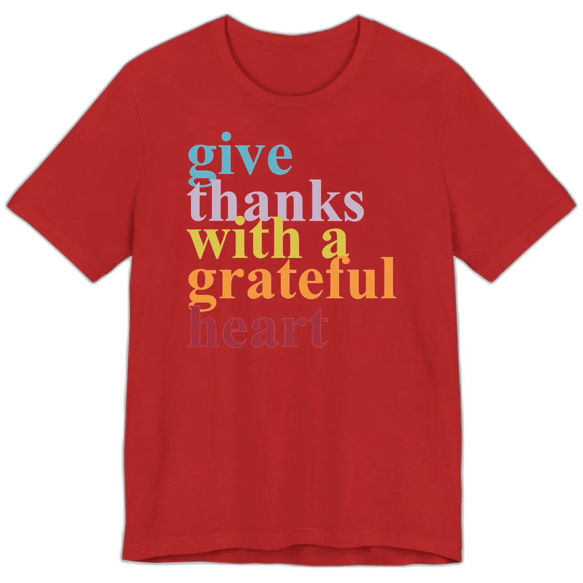Give Thanks With A Grateful Heart Typography Premium T-Shirt in Red