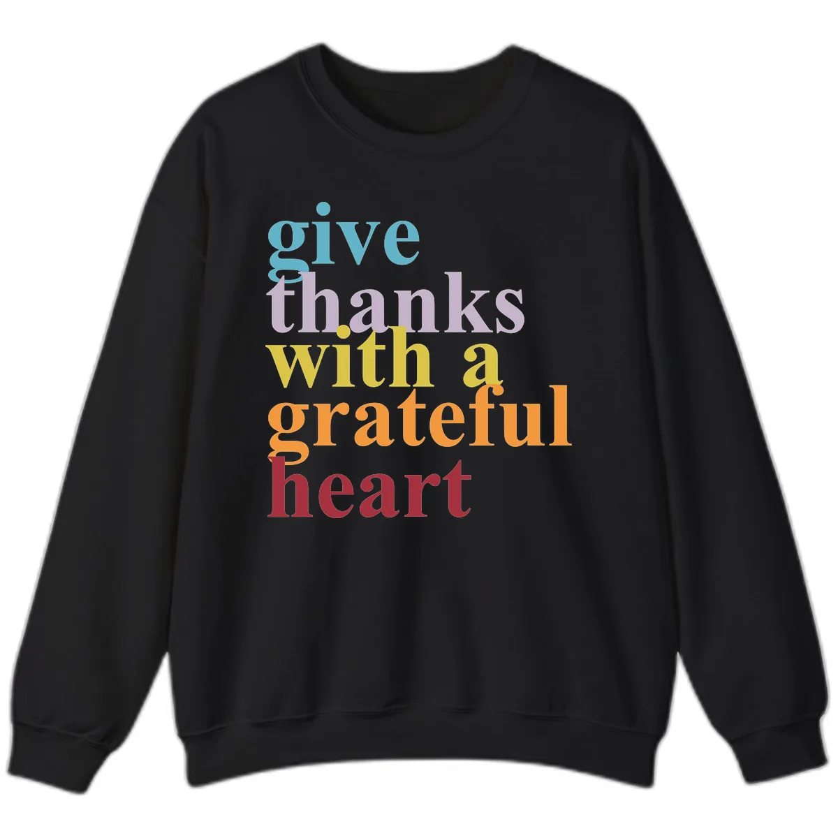 Give Thanks With A Grateful Heart Typography Sweatshirt in Black