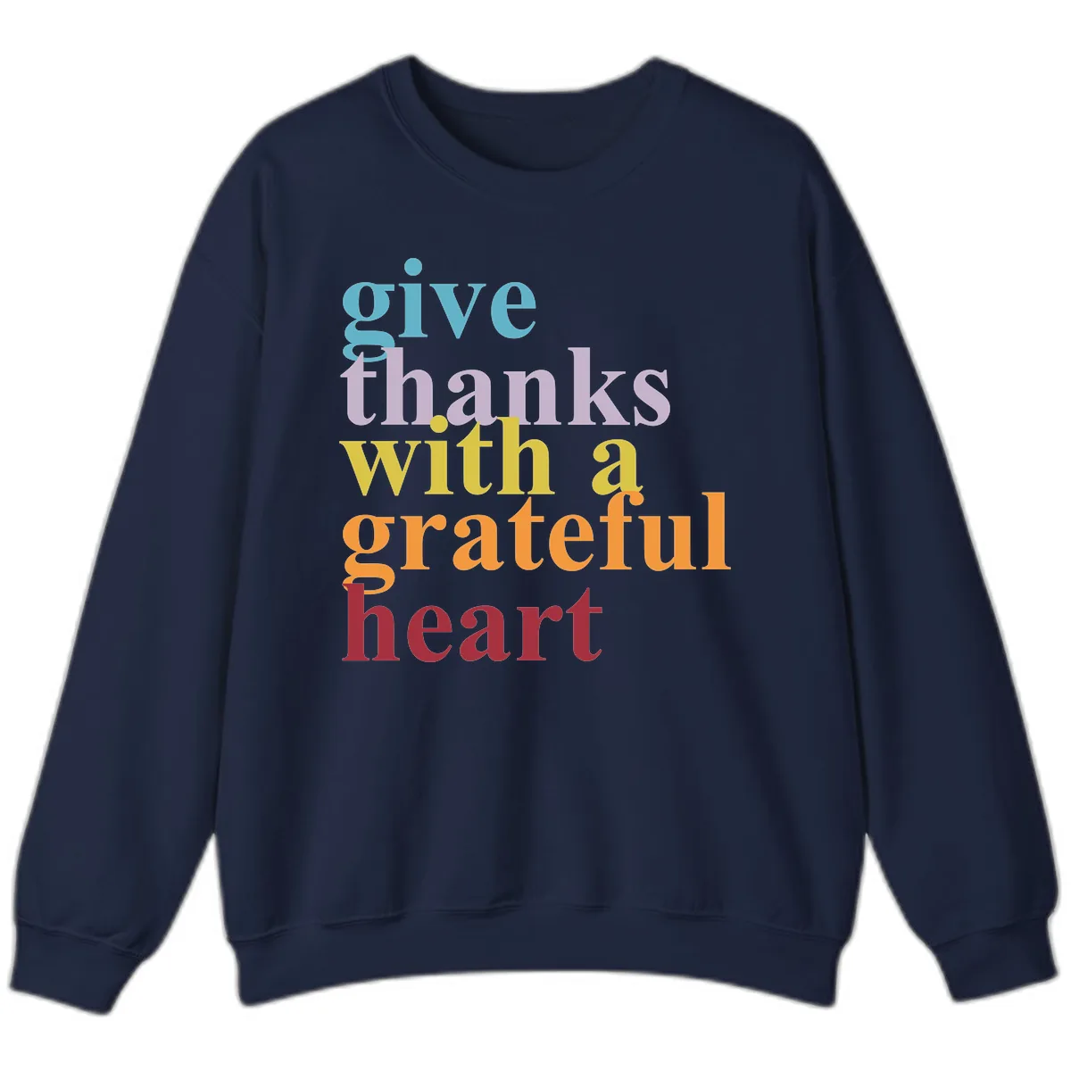 Give Thanks With A Grateful Heart Typography Sweatshirt in Navy