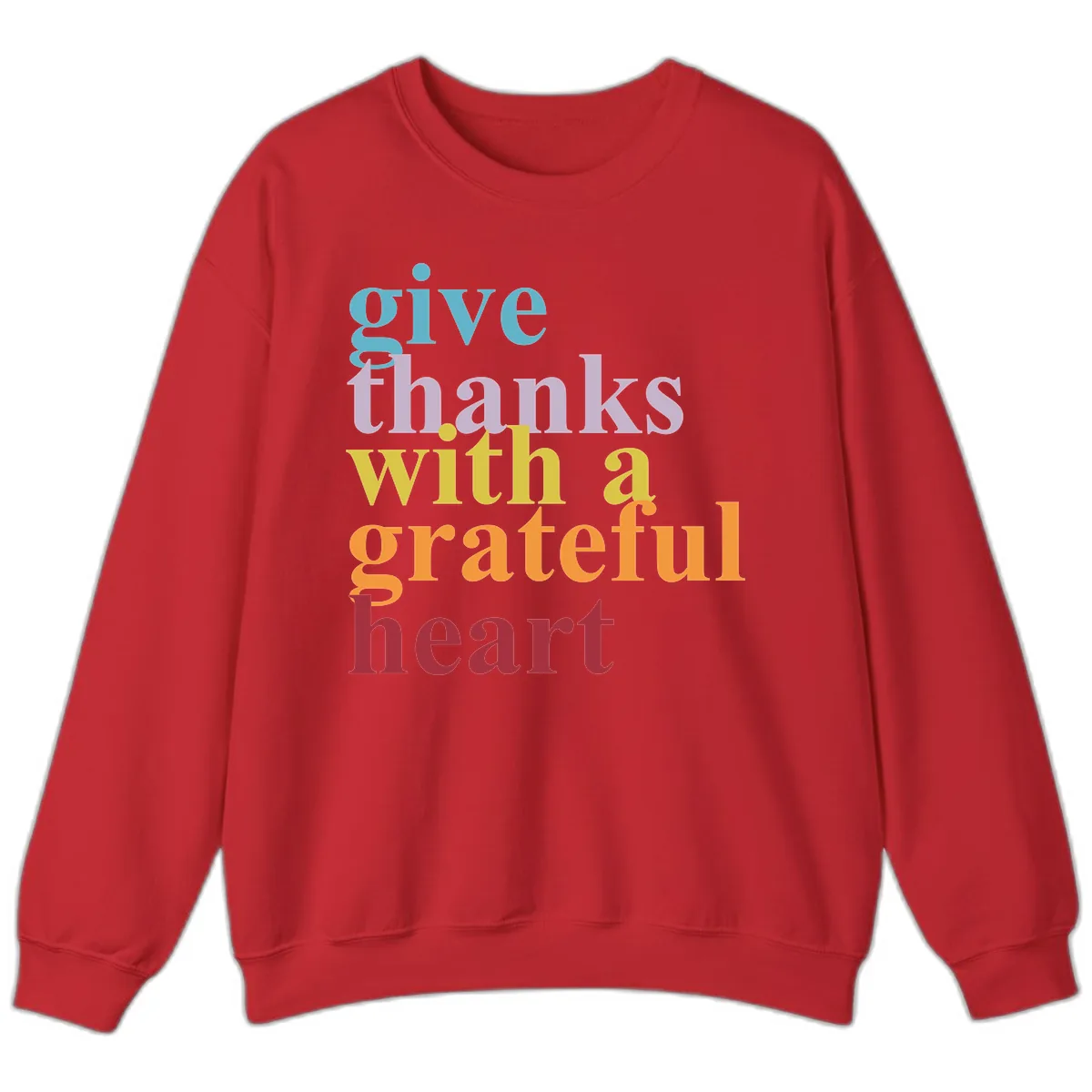 Give Thanks With A Grateful Heart Typography Sweatshirt in Red