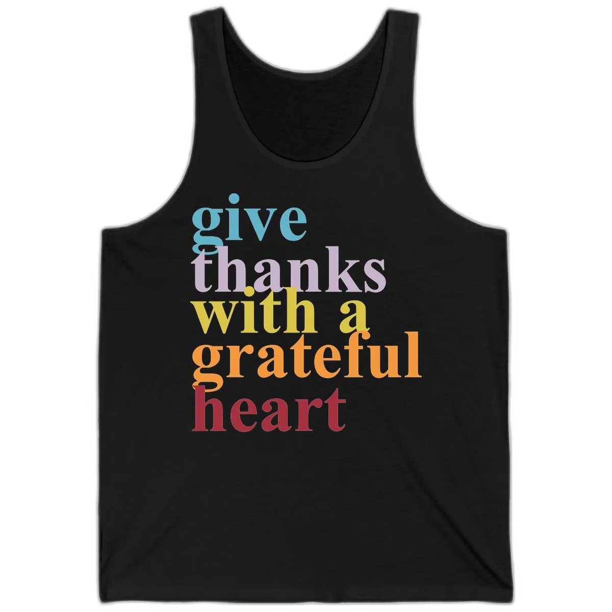 Give Thanks With A Grateful Heart Typography Tank in Black