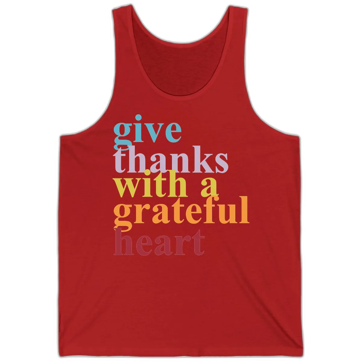 Give Thanks With A Grateful Heart Typography Tank in Red