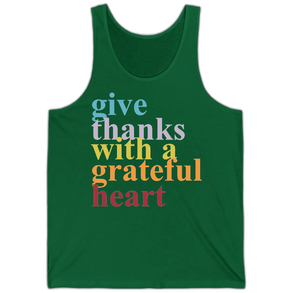 Give Thanks With A Grateful Heart Typography Tank in Kelly