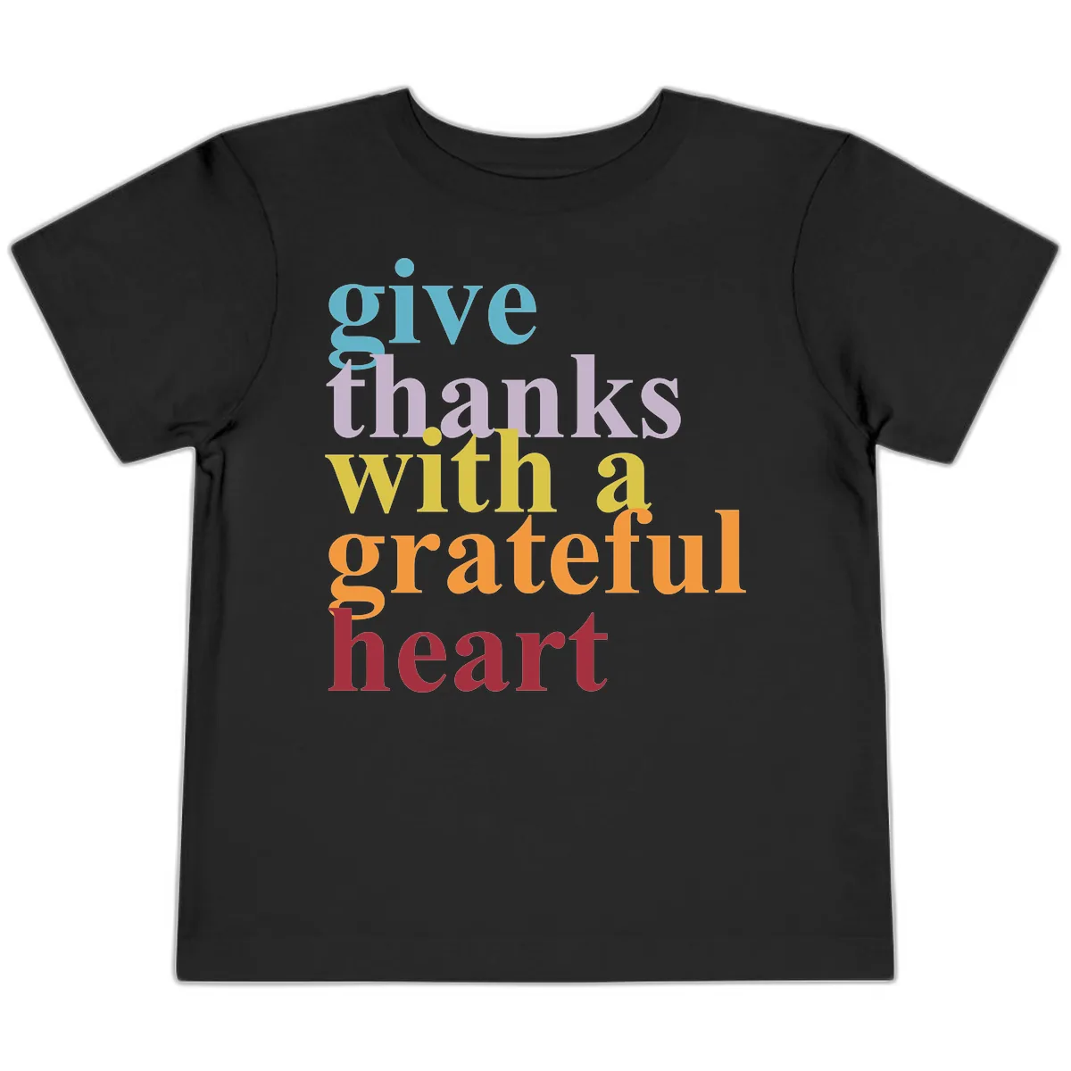 Give Thanks With A Grateful Heart Typography Toddler T-Shirt in Black