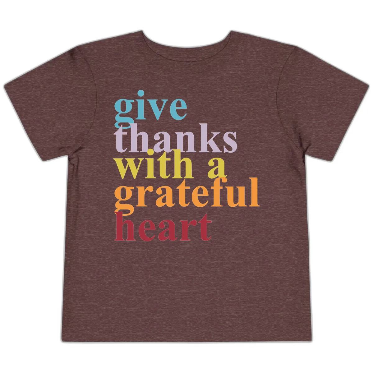 Give Thanks With A Grateful Heart Typography Toddler T-Shirt in Heather Maroon