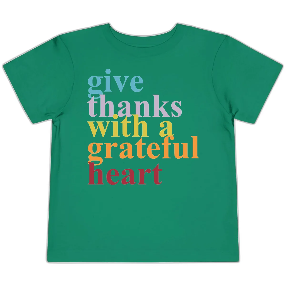 Give Thanks With A Grateful Heart Typography Toddler T-Shirt in Kelly