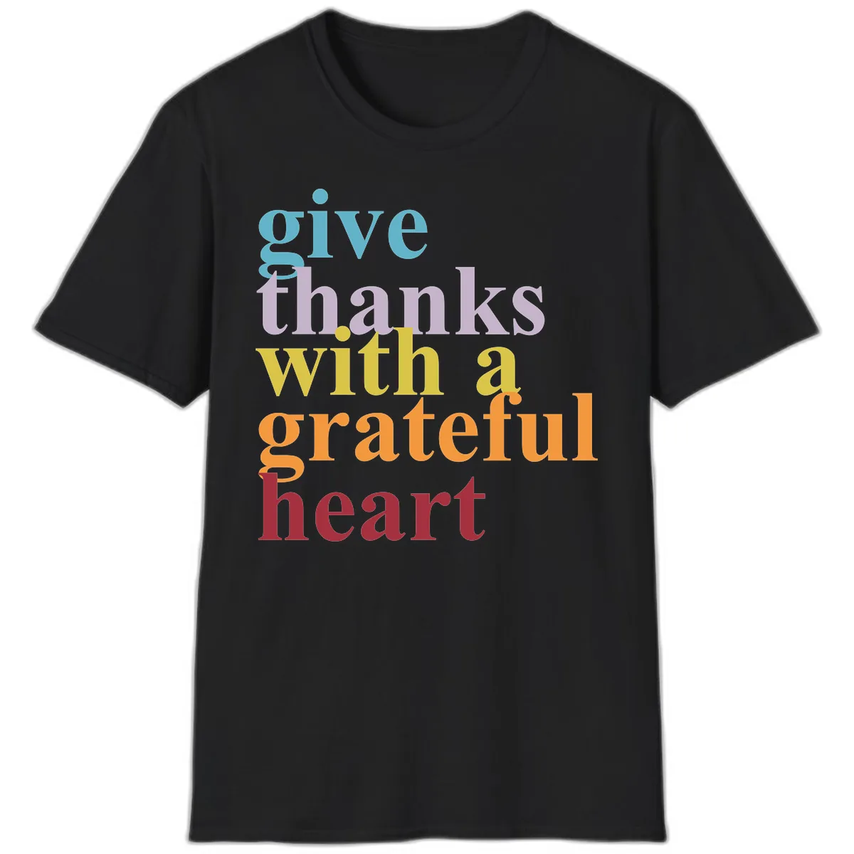Give Thanks With A Grateful Heart Typography T-Shirt in Black