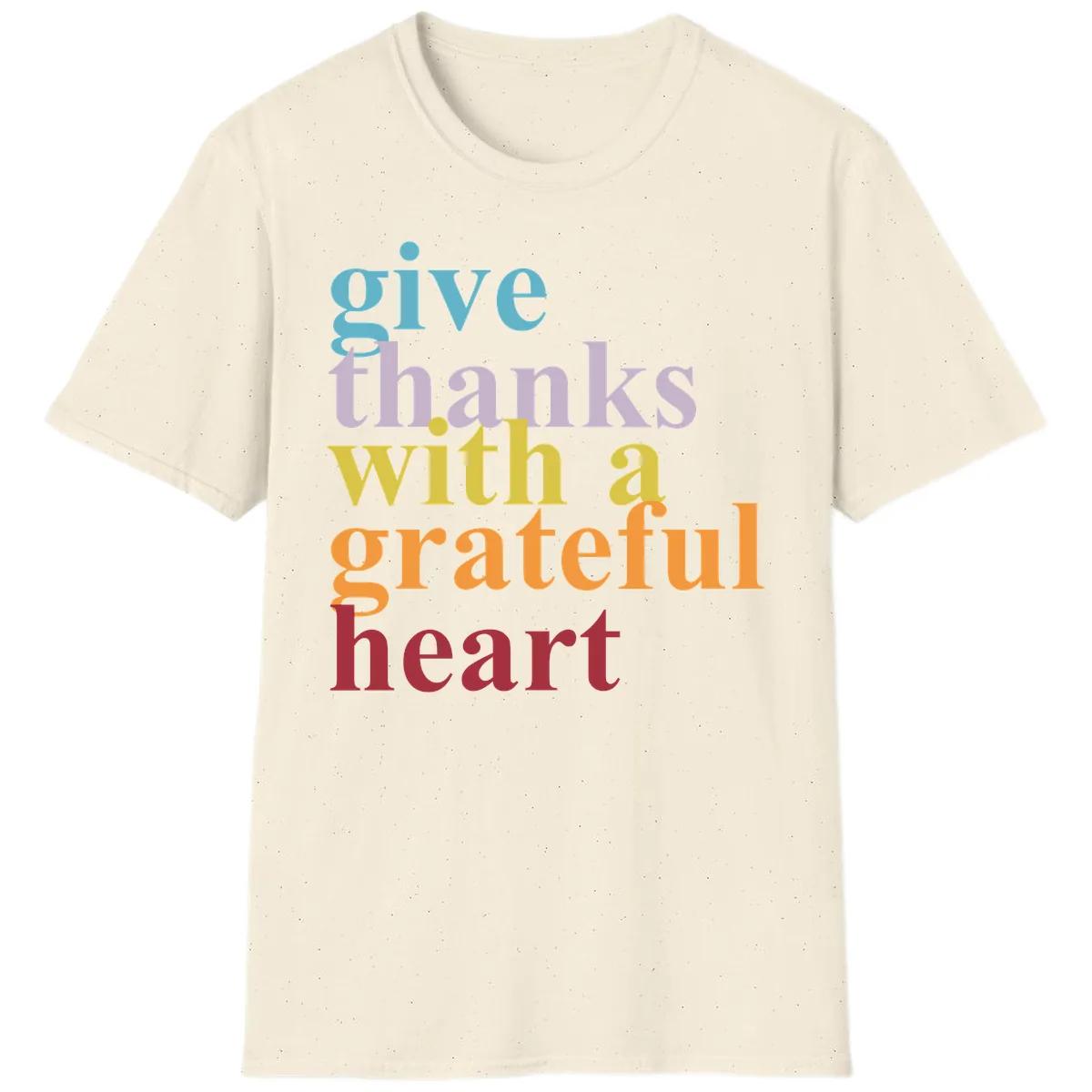 Give Thanks With A Grateful Heart Typography T-Shirt in Natural