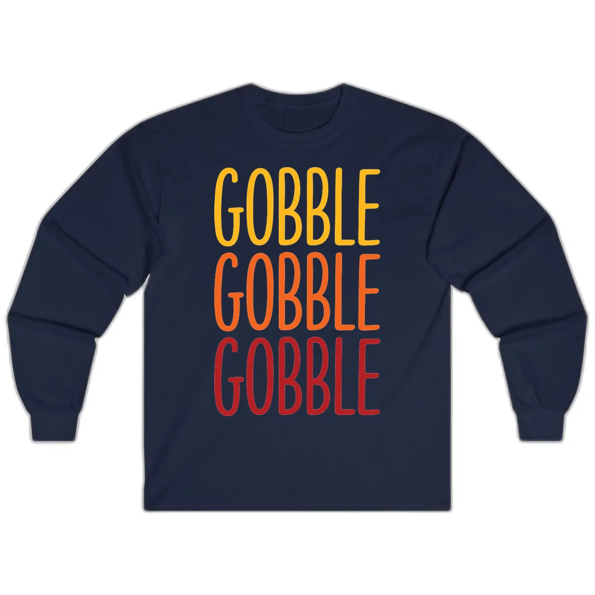 Gobble Gobble Thanksgiving Greeting Long Sleeve in Navy