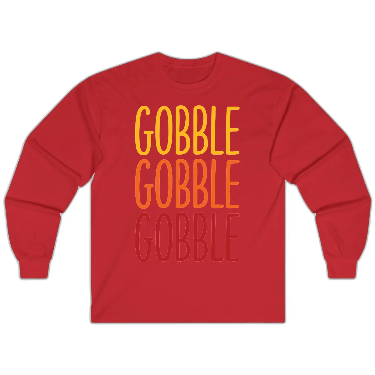 Gobble Gobble Thanksgiving Greeting Long Sleeve in Red
